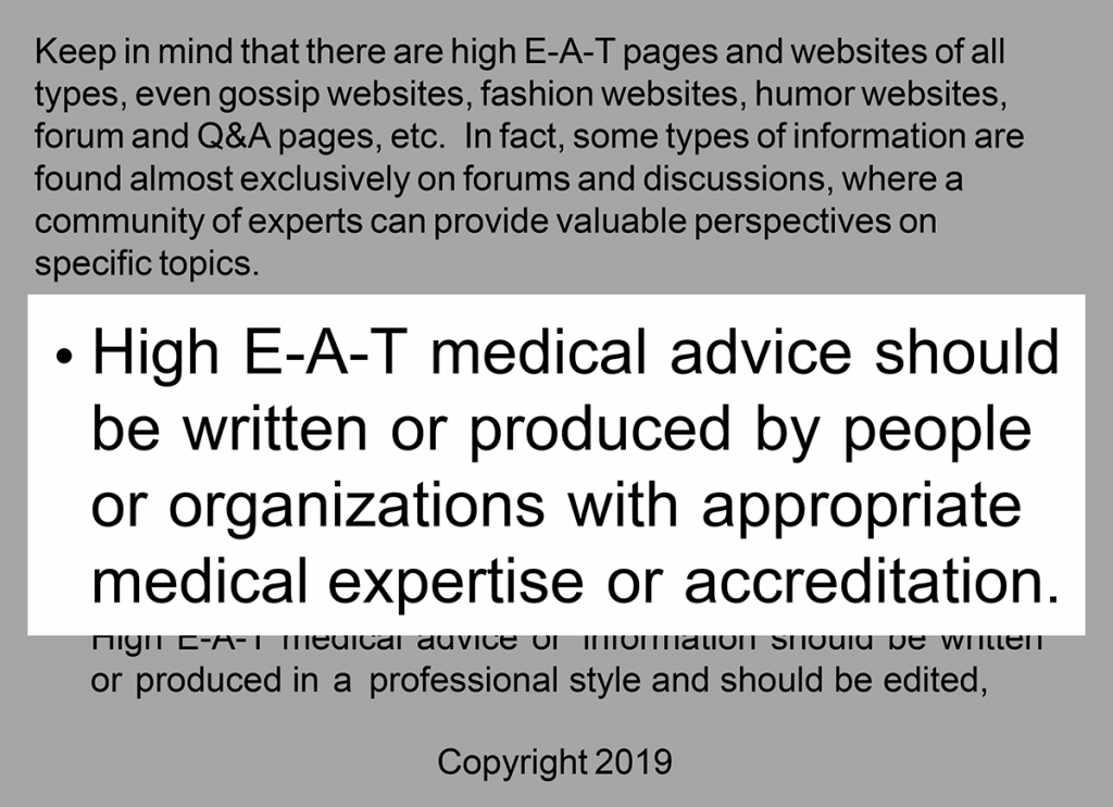 توصیه گوگل برای ساخت محتوای تخصصی پزشکی طبق E-A-T