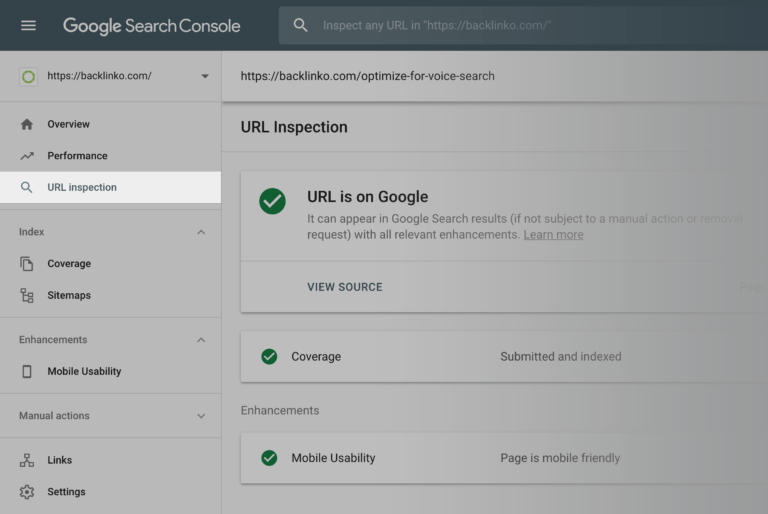 قابلیت بازرسی URL - کنسول جستجوی گوگل
